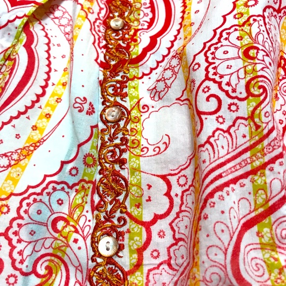 Robert Graham boho red and yellow button up - Picture 8 of 14